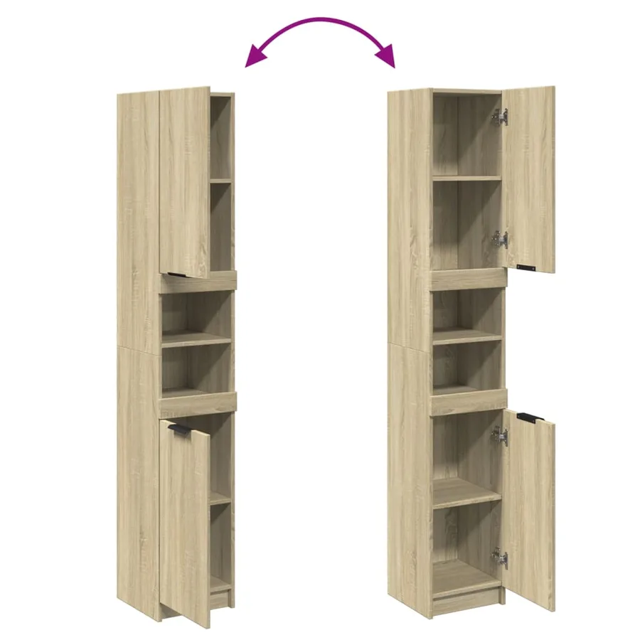 Armoire salle de bain chêne sonoma 32x34x188,5 cm - 7