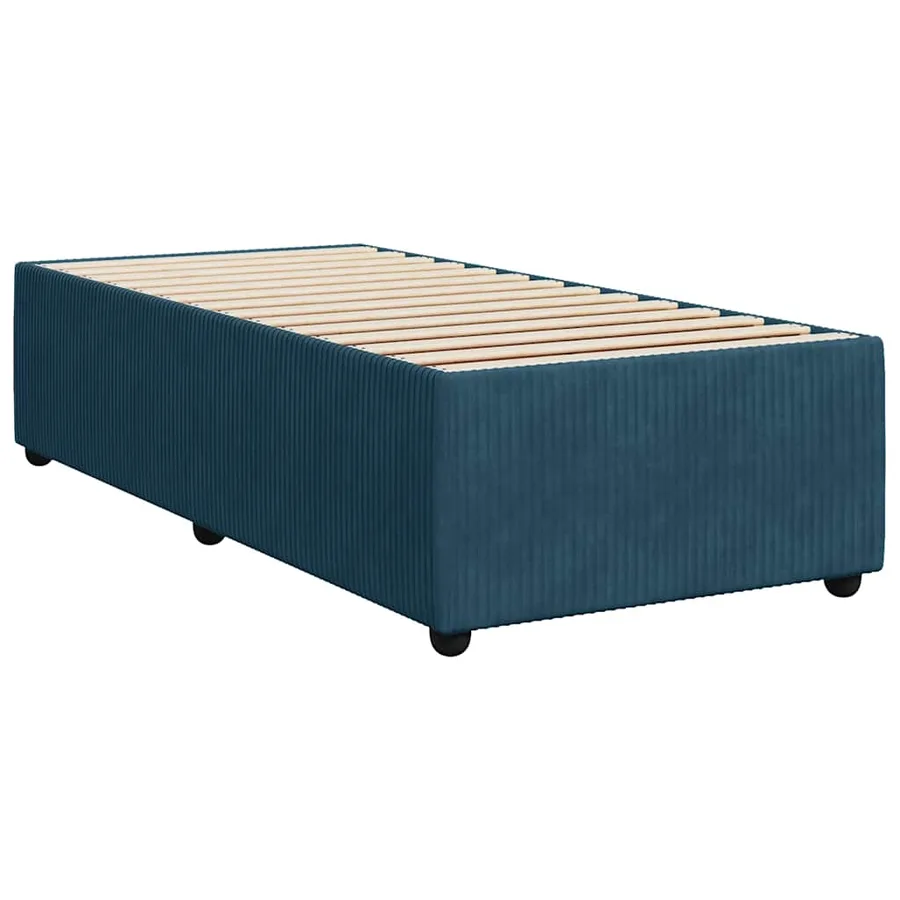 Sommier à lattes de lit avec matelas bleu 90x200 cm velours - 6