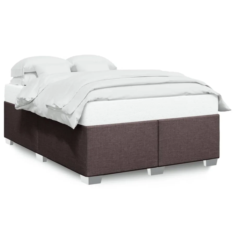 Cadre de lit sans matelas marron foncé 160x200 cm tissu - 2