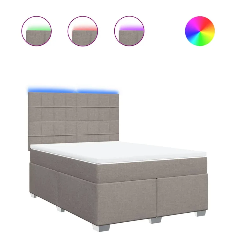 Sommier à lattes de lit avec matelas Taupe 160x200 cm Tissu - 2