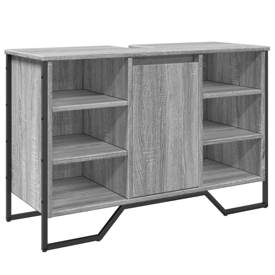 Armoire lavabo de salle de bain sonoma gris 91x35x60 cm - 2