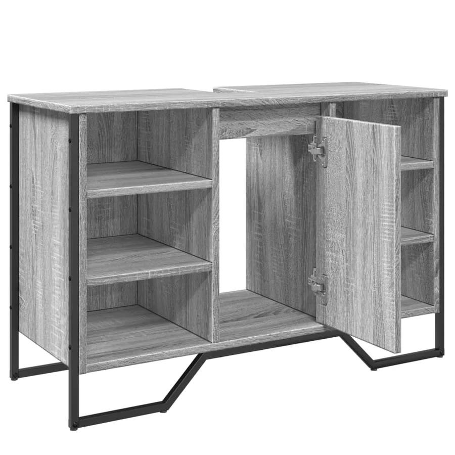 Armoire lavabo de salle de bain sonoma gris 91x35x60 cm - 8