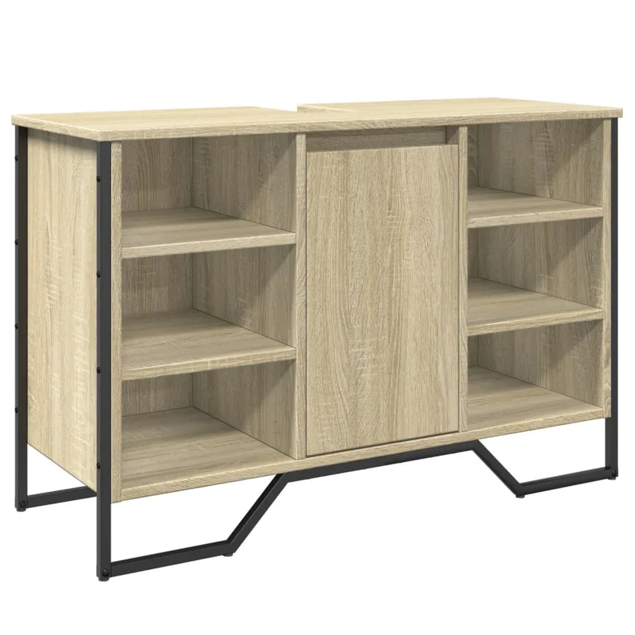 Armoire lavabo de salle de bain chêne sonoma 91x35x60 cm - 2