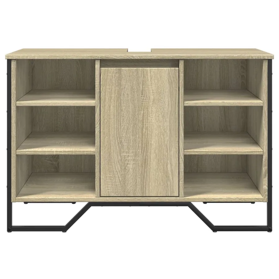 Armoire lavabo de salle de bain chêne sonoma 91x35x60 cm - 4