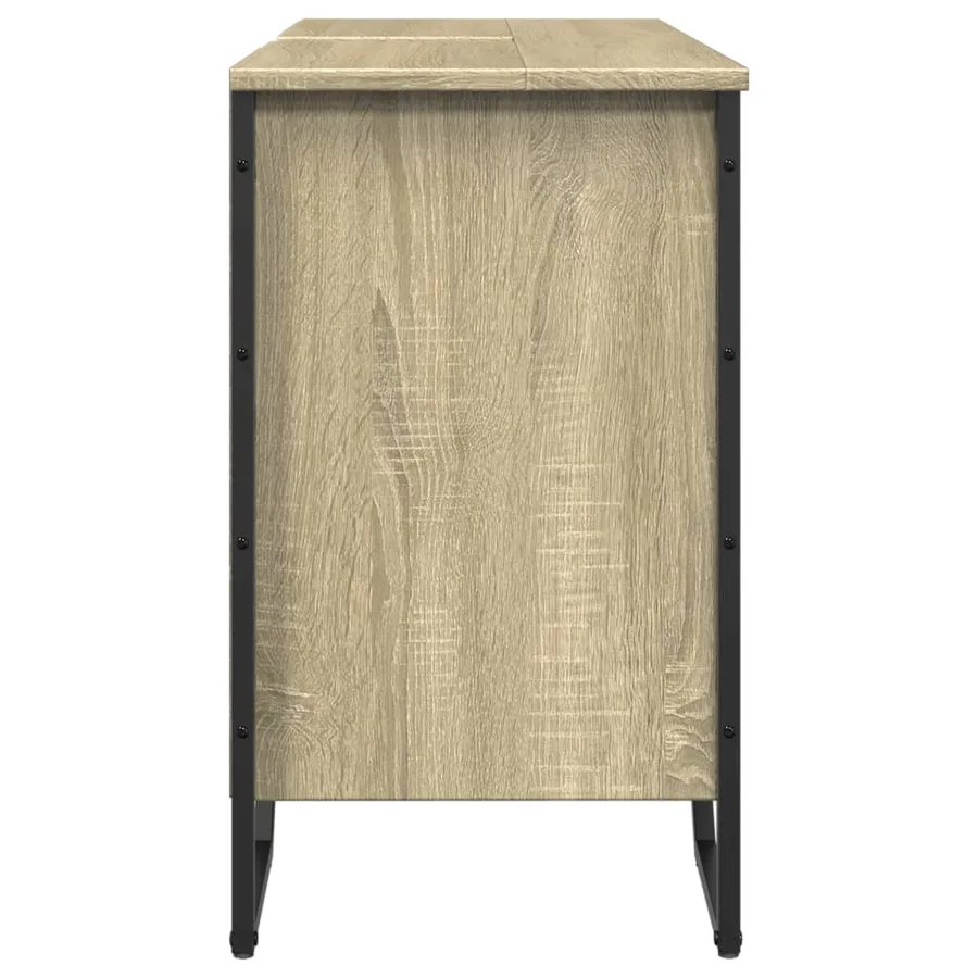Armoire lavabo de salle de bain chêne sonoma 91x35x60 cm - 5