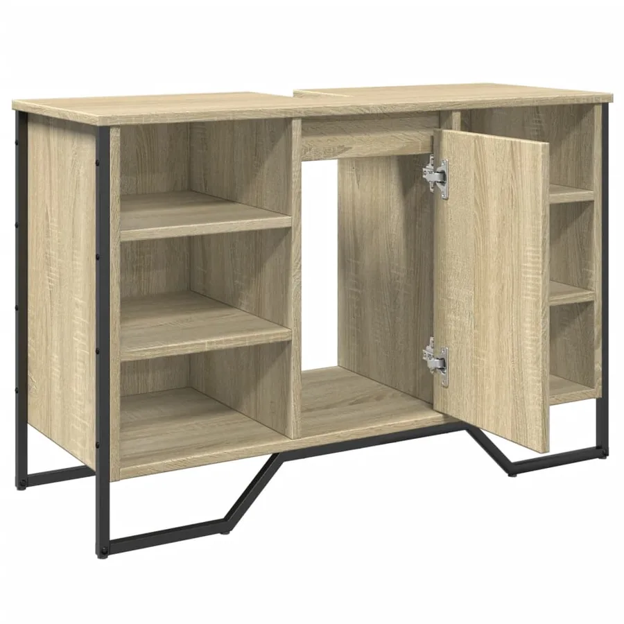 Armoire lavabo de salle de bain chêne sonoma 91x35x60 cm - 8
