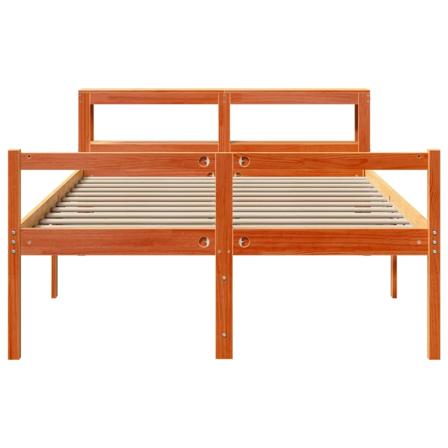 Cadre de lit et tête de lit sans matelas cire marron 140x190 cm - 4
