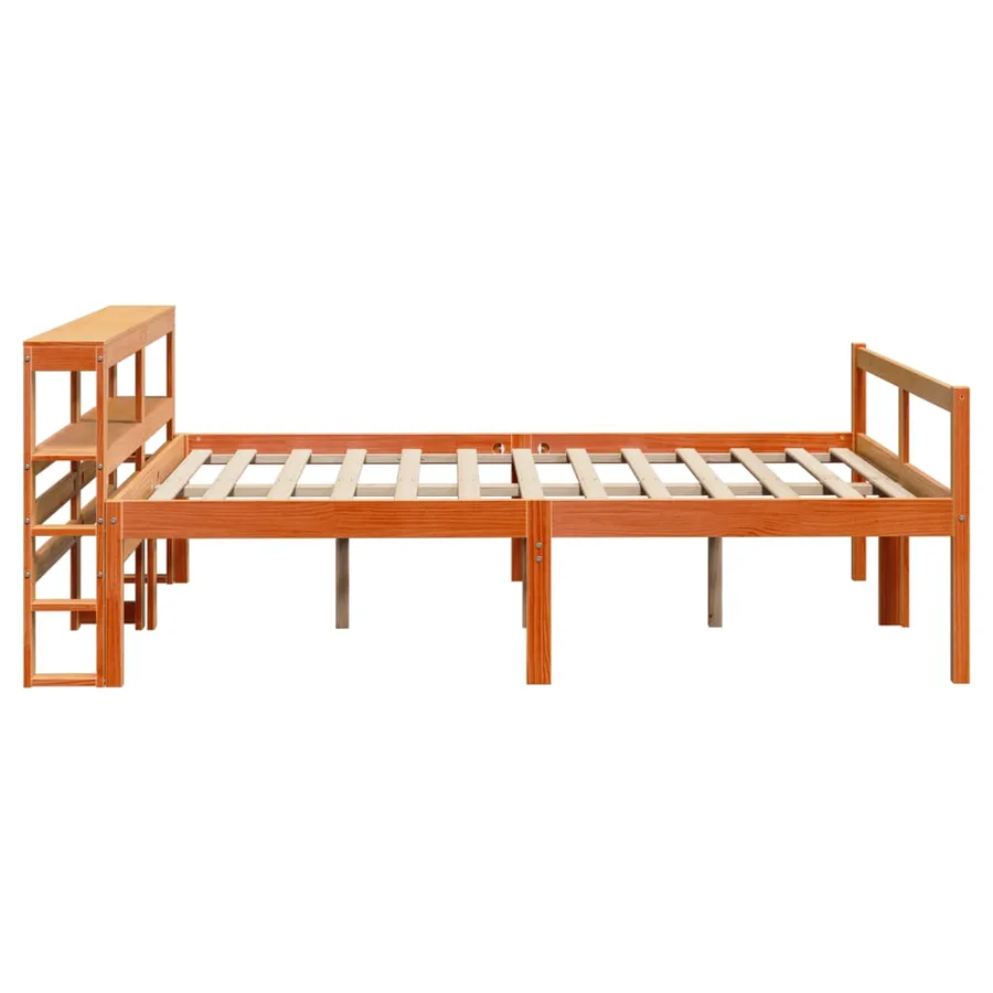 Cadre de lit et tête de lit sans matelas cire marron 140x190 cm - 5