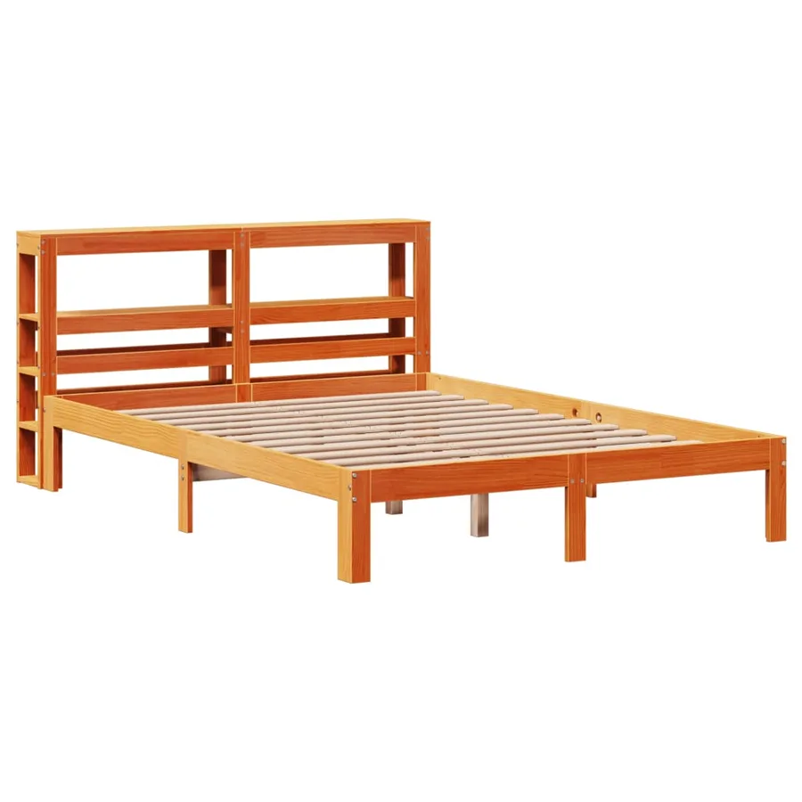 Cadre de lit sans matelas cire marron 140x200cm bois pin massif - 3