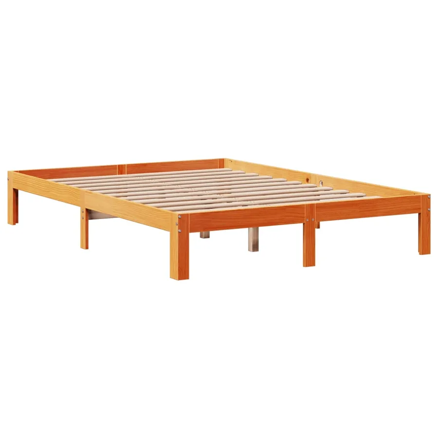 Cadre de lit sans matelas cire marron 140x200cm bois pin massif - 5
