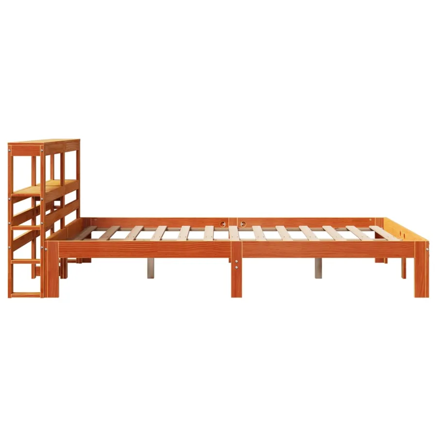 Cadre de lit sans matelas cire marron 140x200cm bois pin massif - 7
