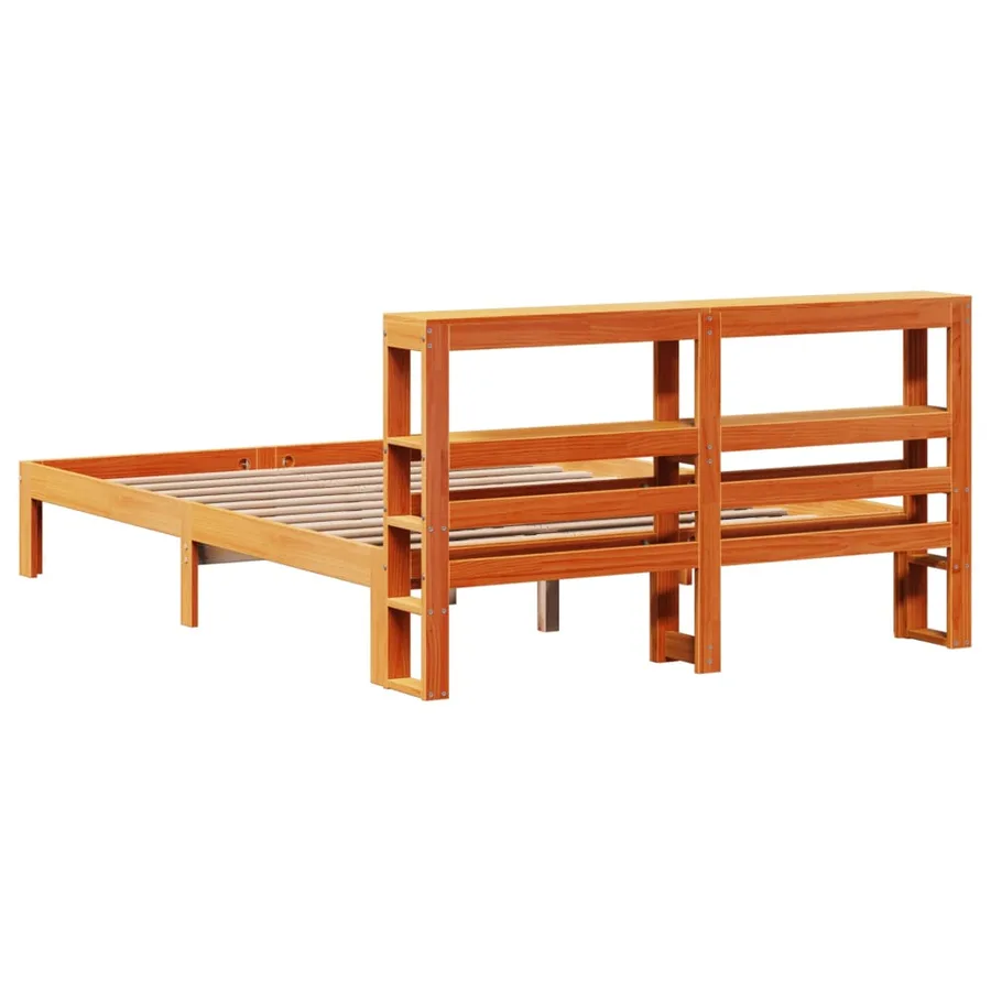 Cadre de lit sans matelas cire marron 140x200cm bois pin massif - 8