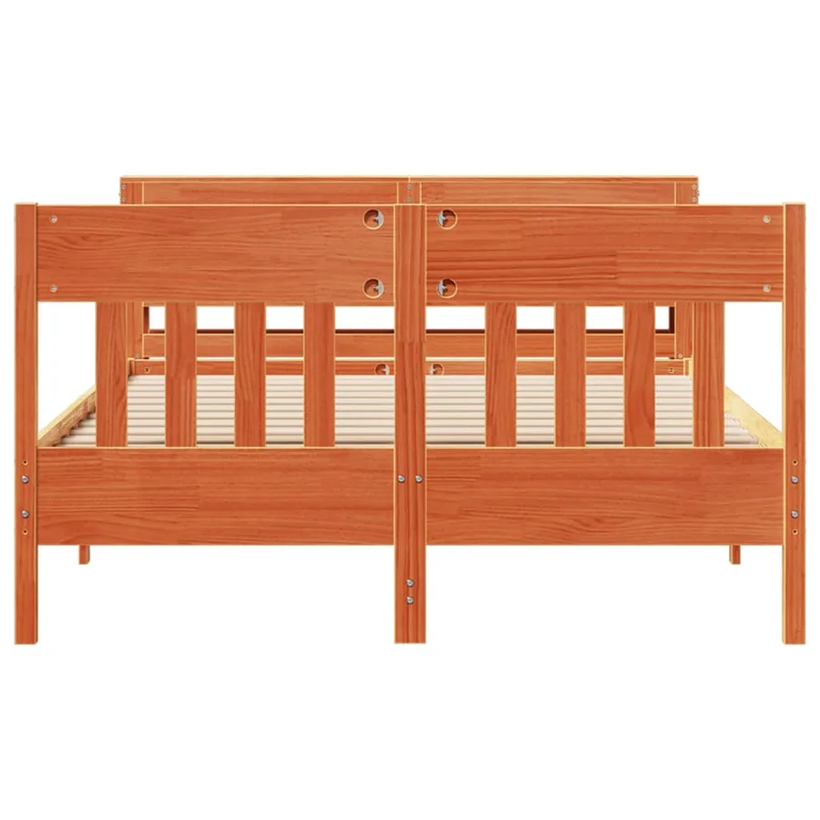 Cadre de lit sans matelas cire marron 140x200cm bois pin massif - 4