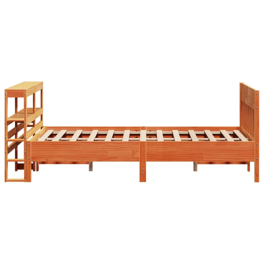 Cadre de lit sans matelas cire marron 140x200cm bois pin massif - 5