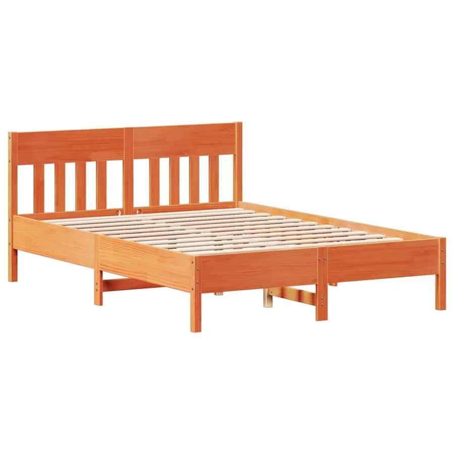 Cadre de lit sans matelas cire marron 140x200cm bois pin massif - 7