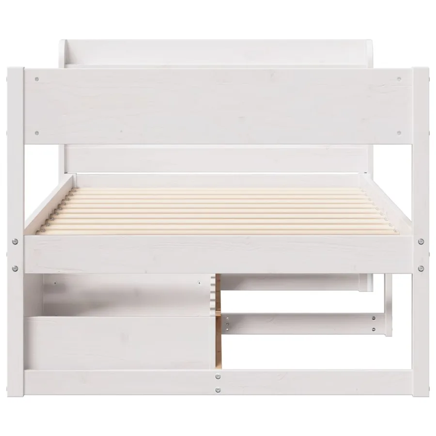 Cadre de lit sans matelas blanc 75x190 cm bois de pin massif - 4