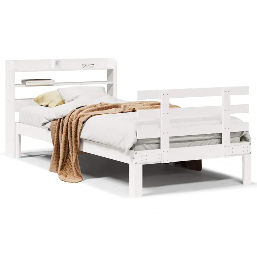 Cadre de lit avec tête de lit sans matelas blanc 75x190 cm - 2