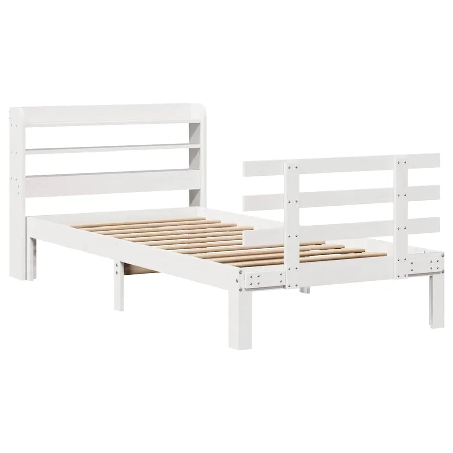 Cadre de lit avec tête de lit sans matelas blanc 75x190 cm - 3