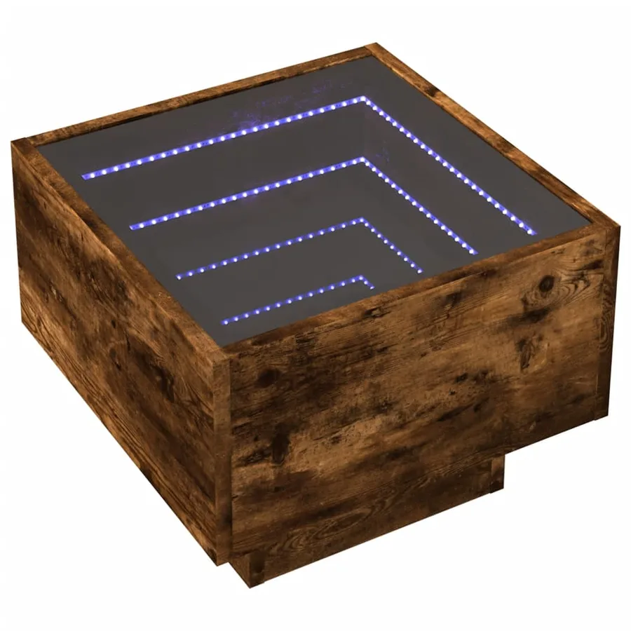 Table d'appoint et LED chêne fumé 40x40x30 cm bois d'ingénierie - 3