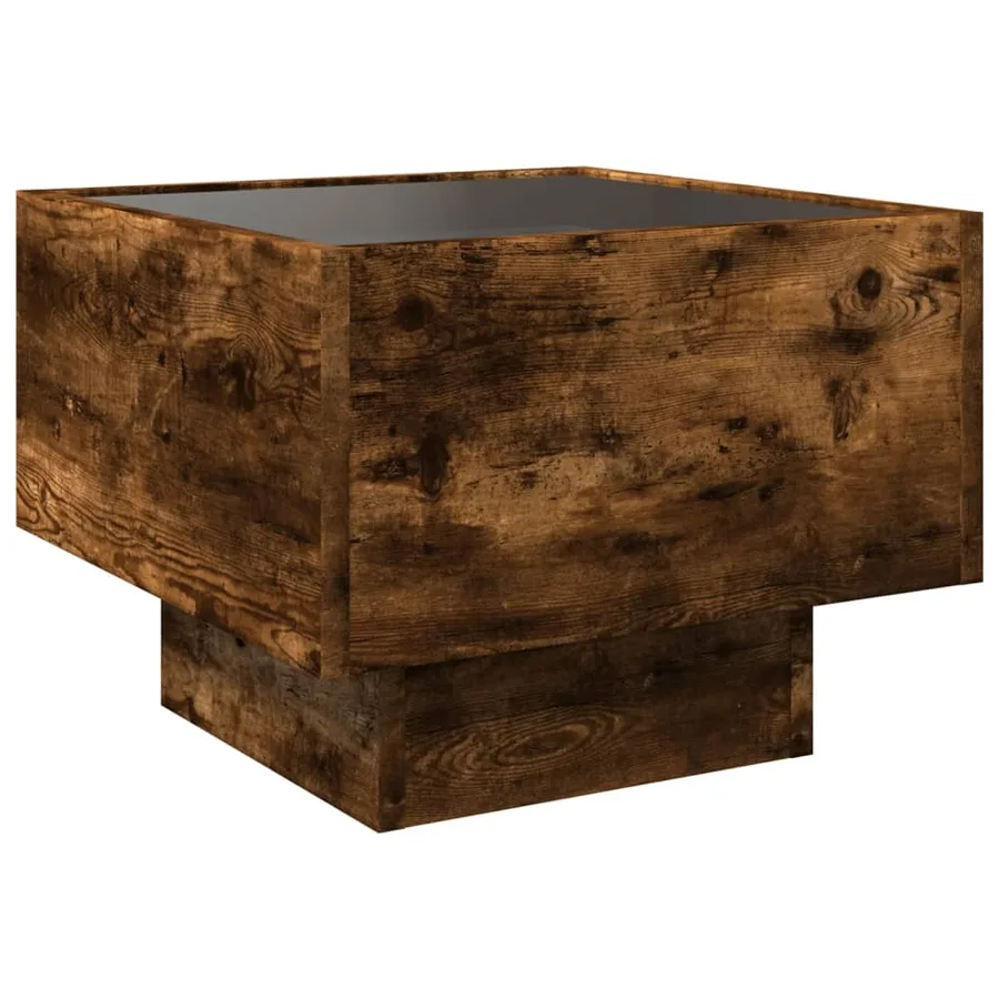 Table d'appoint et LED chêne fumé 40x40x30 cm bois d'ingénierie - 8