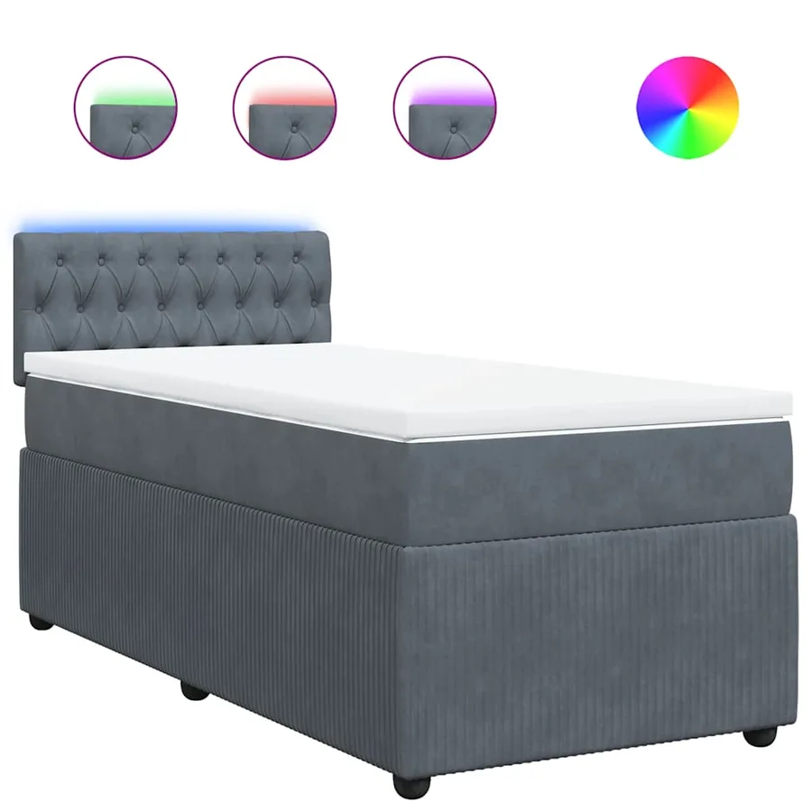 Sommier à lattes de lit et matelas Gris foncé 90x190 cm Velours - 2
