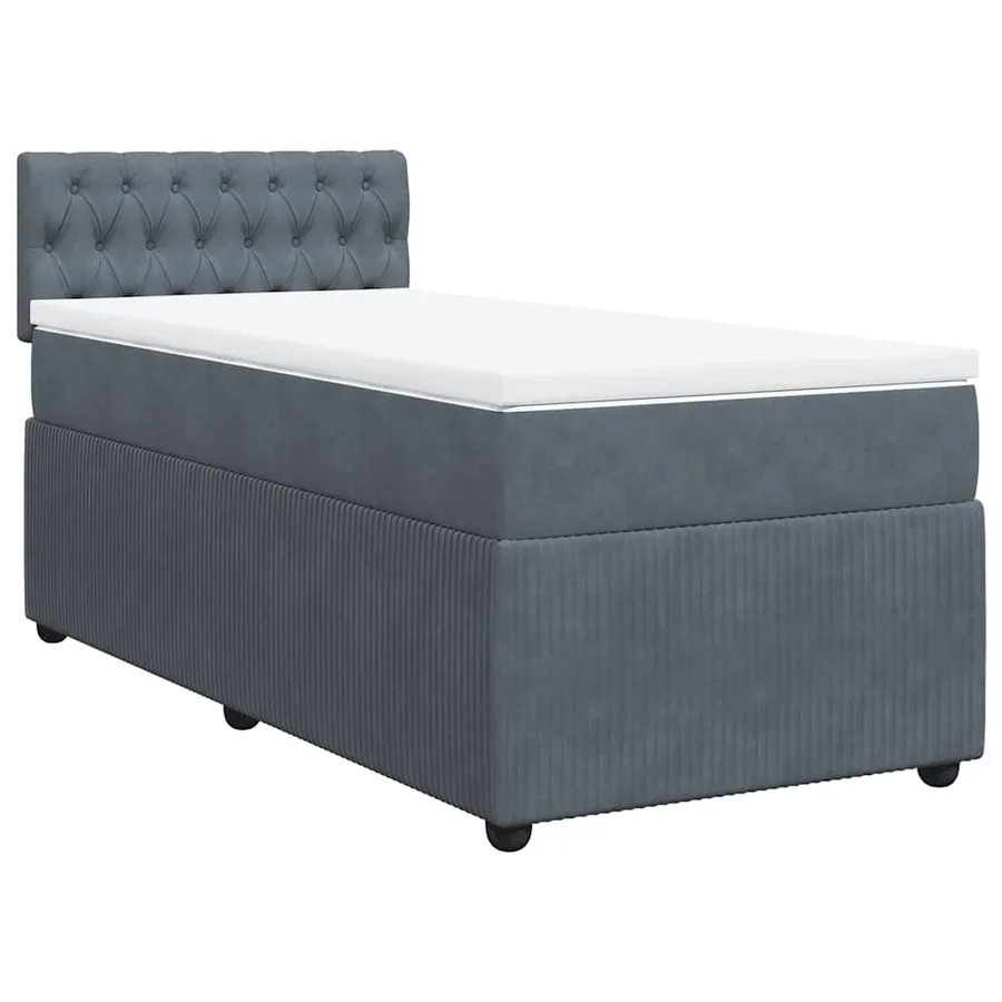 Sommier à lattes de lit et matelas Gris foncé 90x190 cm Velours - 3