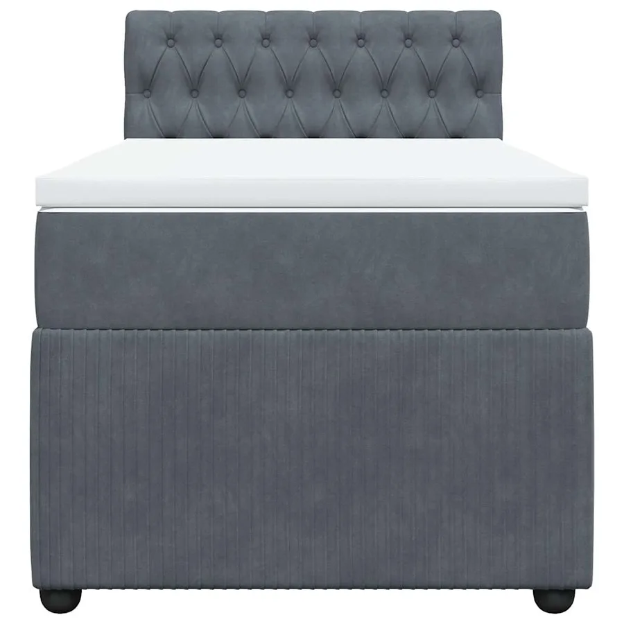 Sommier à lattes de lit et matelas Gris foncé 90x190 cm Velours - 6