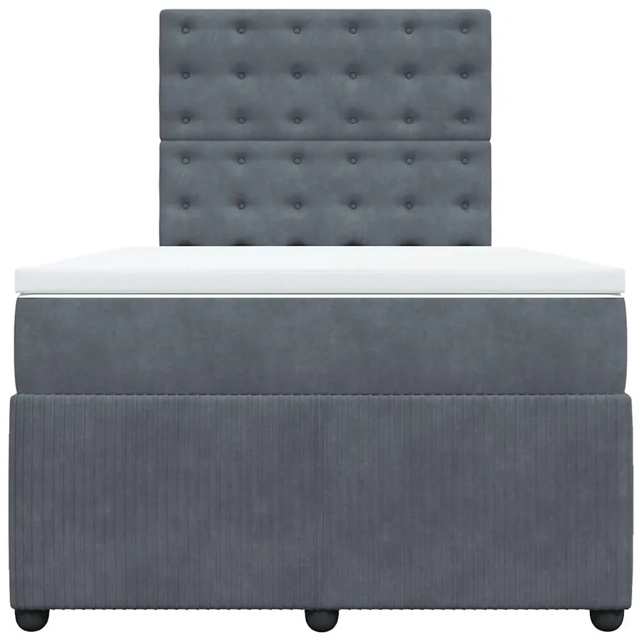 Sommier à lattes de lit et matelas gris foncé 120x190cm velours - 6