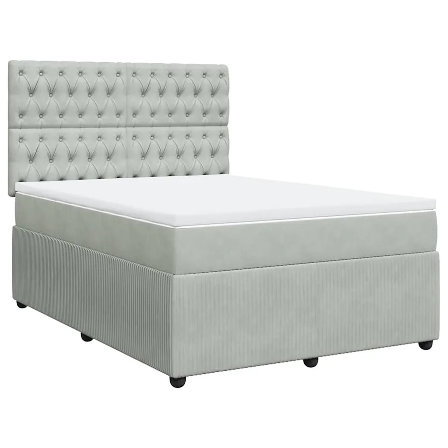 Sommier à lattes de lit et matelas Gris clair 140x190cm Velours - 3
