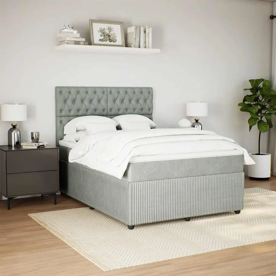 Sommier à lattes de lit et matelas Gris clair 140x190cm Velours - 4