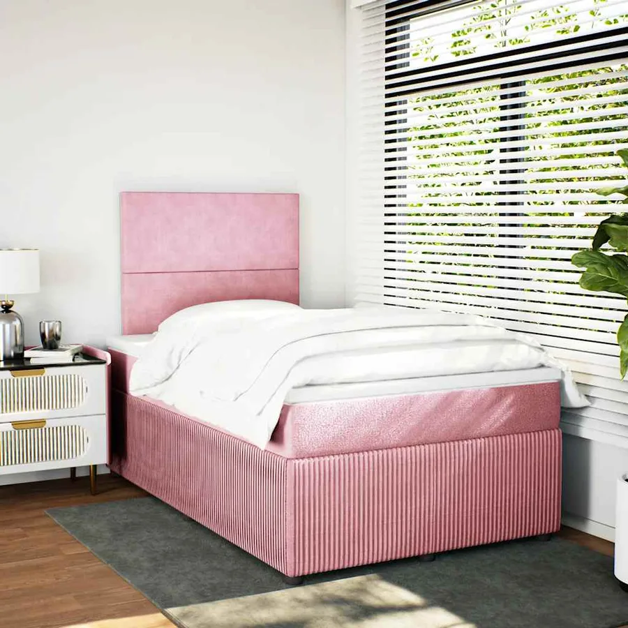 Sommier à lattes de lit avec matelas Rose 120x200 cm Velours - 5