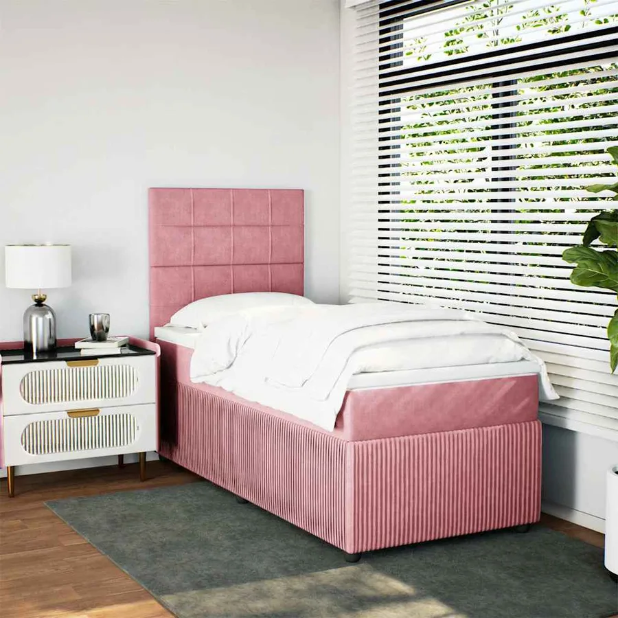 Sommier à lattes de lit avec matelas Rose 90x190 cm Velours - 5