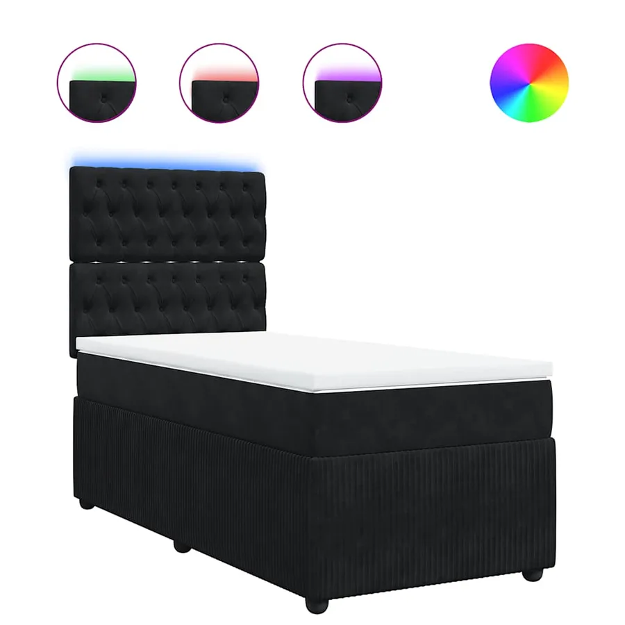 Sommier à lattes de lit avec matelas Noir 90x200 cm Velours - 2