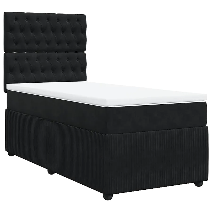 Sommier à lattes de lit avec matelas Noir 90x200 cm Velours - 3