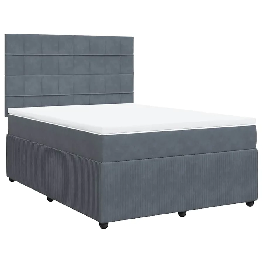 Sommier à lattes de lit et matelas Gris foncé 140x190cm Velours - 3