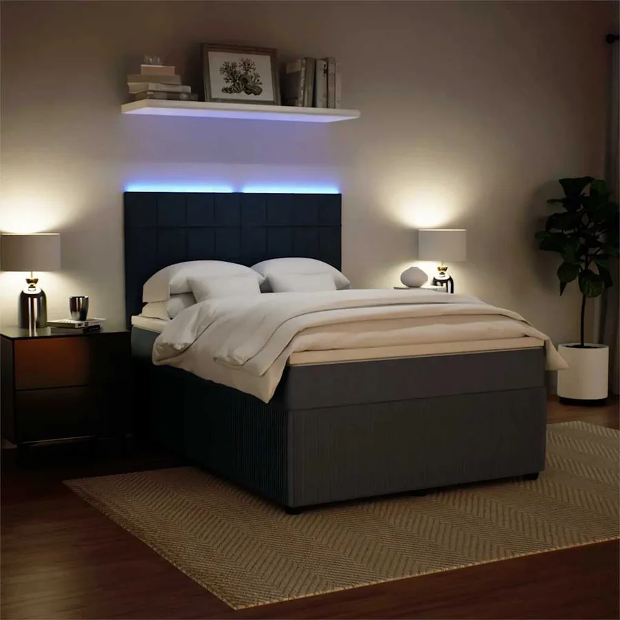 Sommier à lattes de lit et matelas Gris foncé 140x190cm Velours - 5
