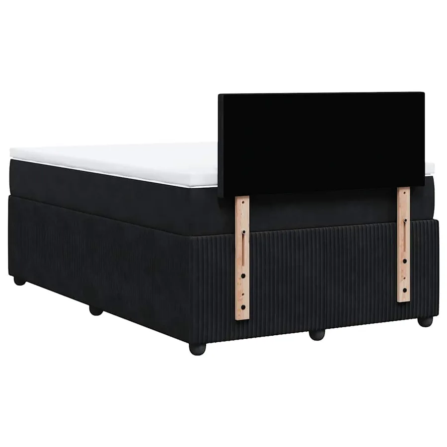 Sommier à lattes de lit avec matelas noir 120x190 cm velours - 8
