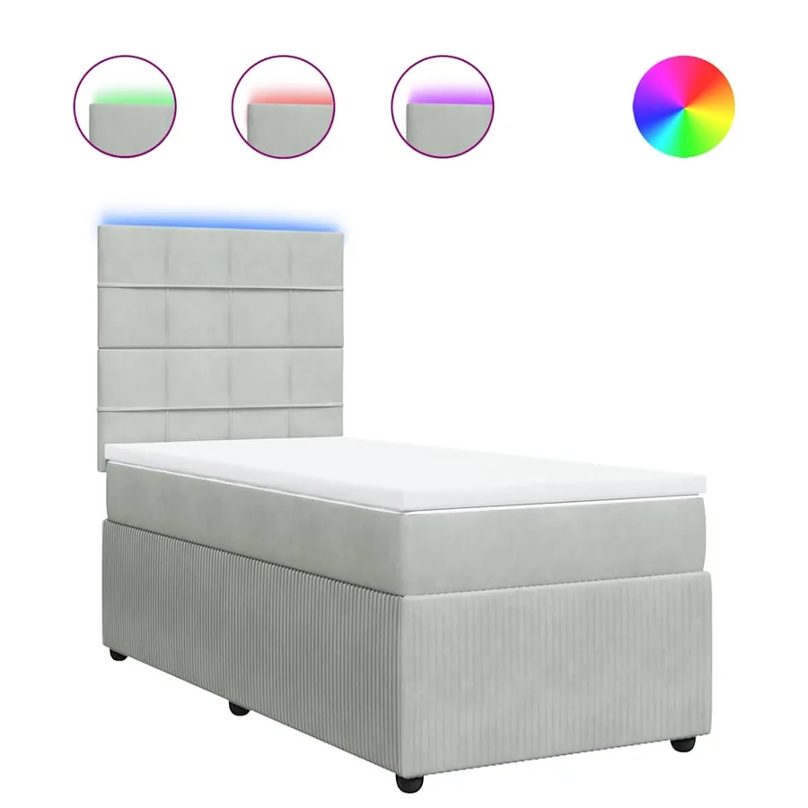 Sommier à lattes de lit et matelas Gris clair 90x200 cm Velours - 2