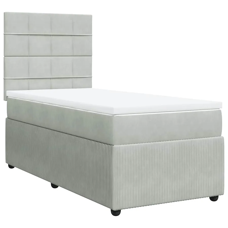 Sommier à lattes de lit et matelas Gris clair 90x200 cm Velours - 3