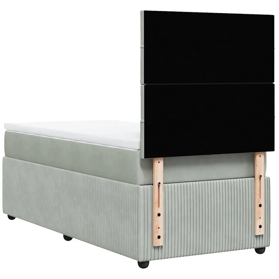 Sommier à lattes de lit et matelas Gris clair 90x200 cm Velours - 8