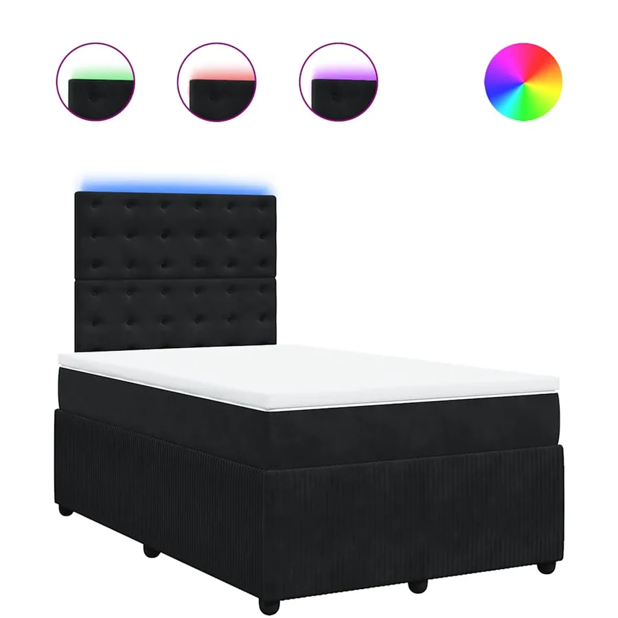 Sommier à lattes de lit avec matelas noir 120x190 cm velours - 2