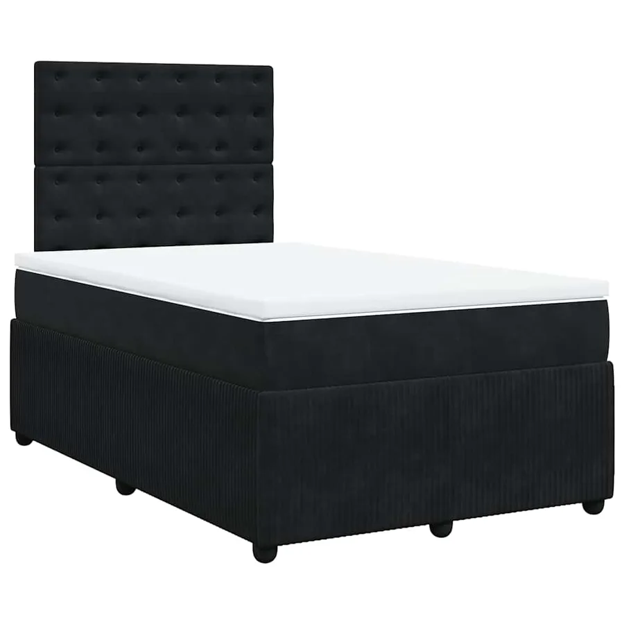 Sommier à lattes de lit avec matelas noir 120x190 cm velours - 3
