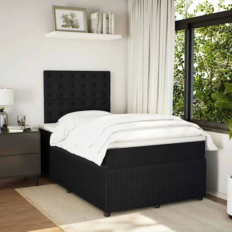 Sommier à lattes de lit avec matelas noir 120x190 cm velours - 5