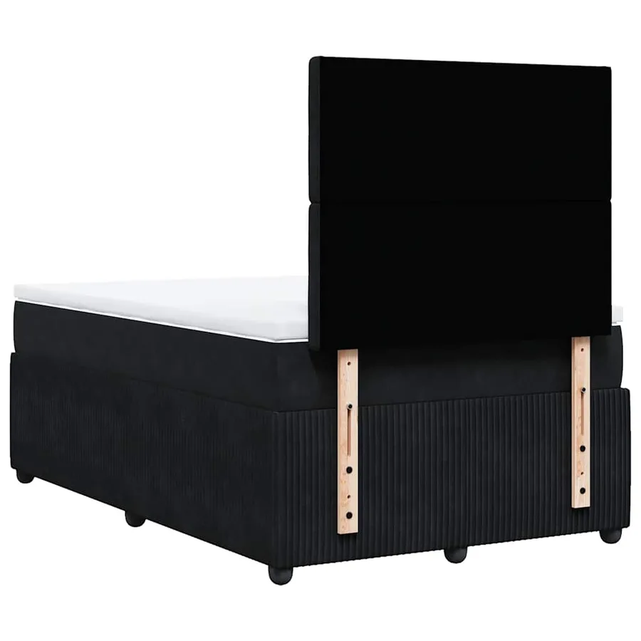 Sommier à lattes de lit avec matelas noir 120x190 cm velours - 8