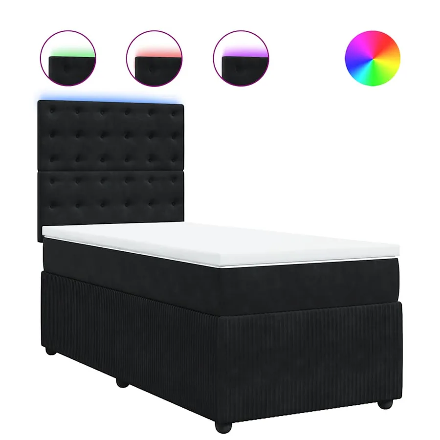 Sommier à lattes de lit avec matelas Noir 90x200 cm Velours - 2