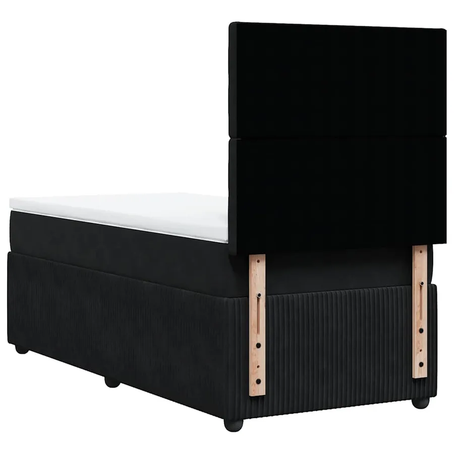Sommier à lattes de lit avec matelas Noir 90x200 cm Velours - 8