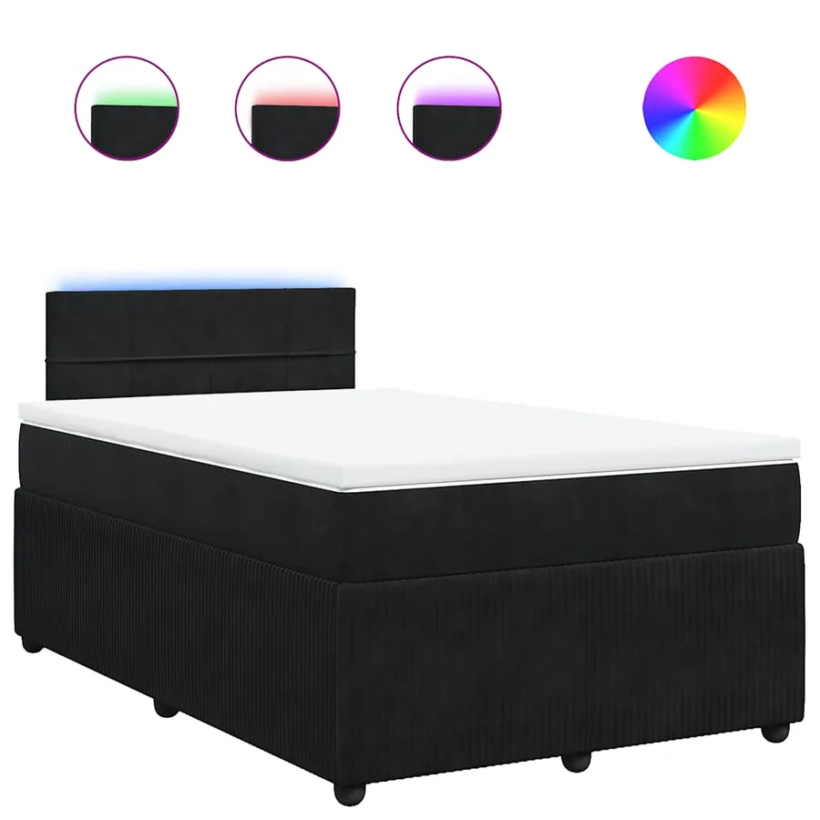 Sommier à lattes de lit avec matelas Noir 120x200 cm Velours - 2