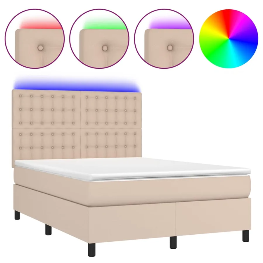 Sommier à lattes de lit avec matelas LED Cappuccino 140x200 cm - 2