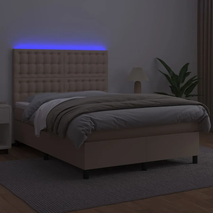 Sommier à lattes de lit avec matelas LED Cappuccino 140x200 cm - 4