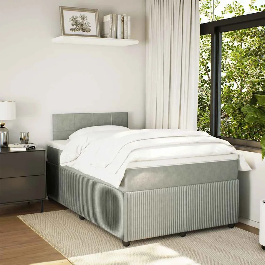 Sommier à lattes de lit et matelas Gris clair 120x200cm Velours - 5
